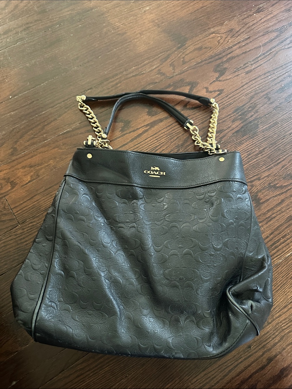 Coach lexy black leather purse with gold